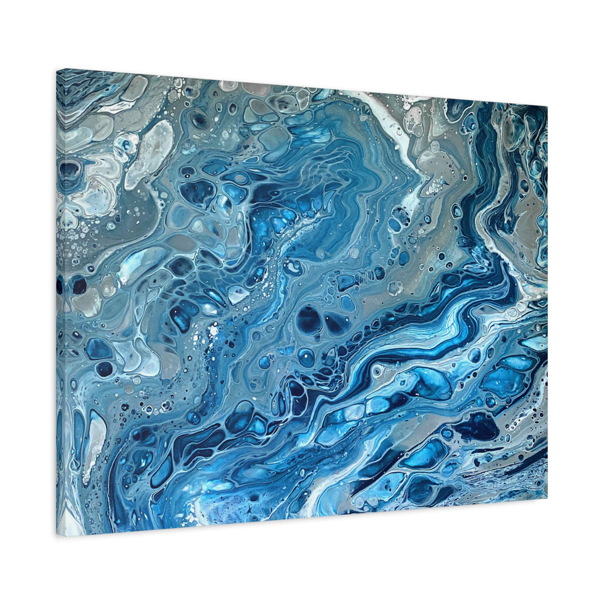Bespattered Facade Blue Marble Stretched Matte Canvas Art Prints | Multiple Sizes