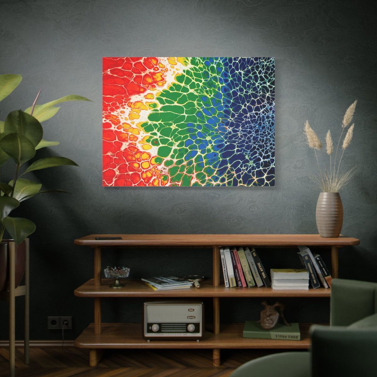 Bespattered Facade Rainbow Seaside Stretched Matte Canvas Art Prints | Multiple Sizes