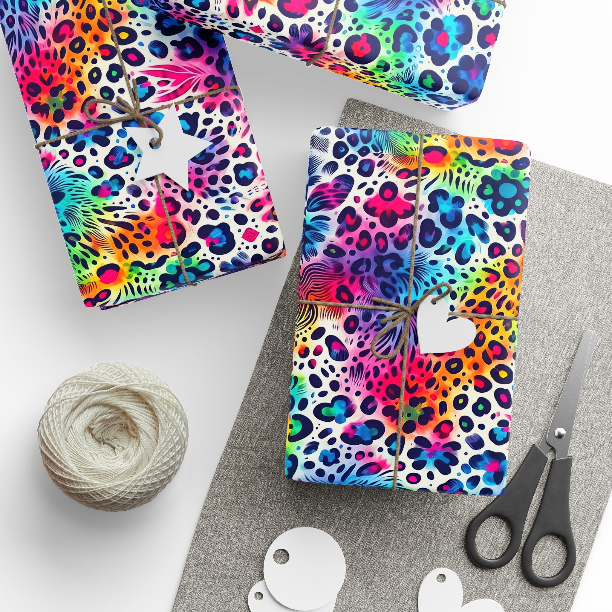 Bespattered Facade Colorful Animal Print Wrapping Paper | Three Sizes | Glossy or Matte