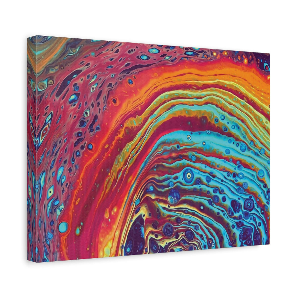Bespattered Facade Rainbow Rings Stretched Matte Canvas Art Prints | Multiple Sizes