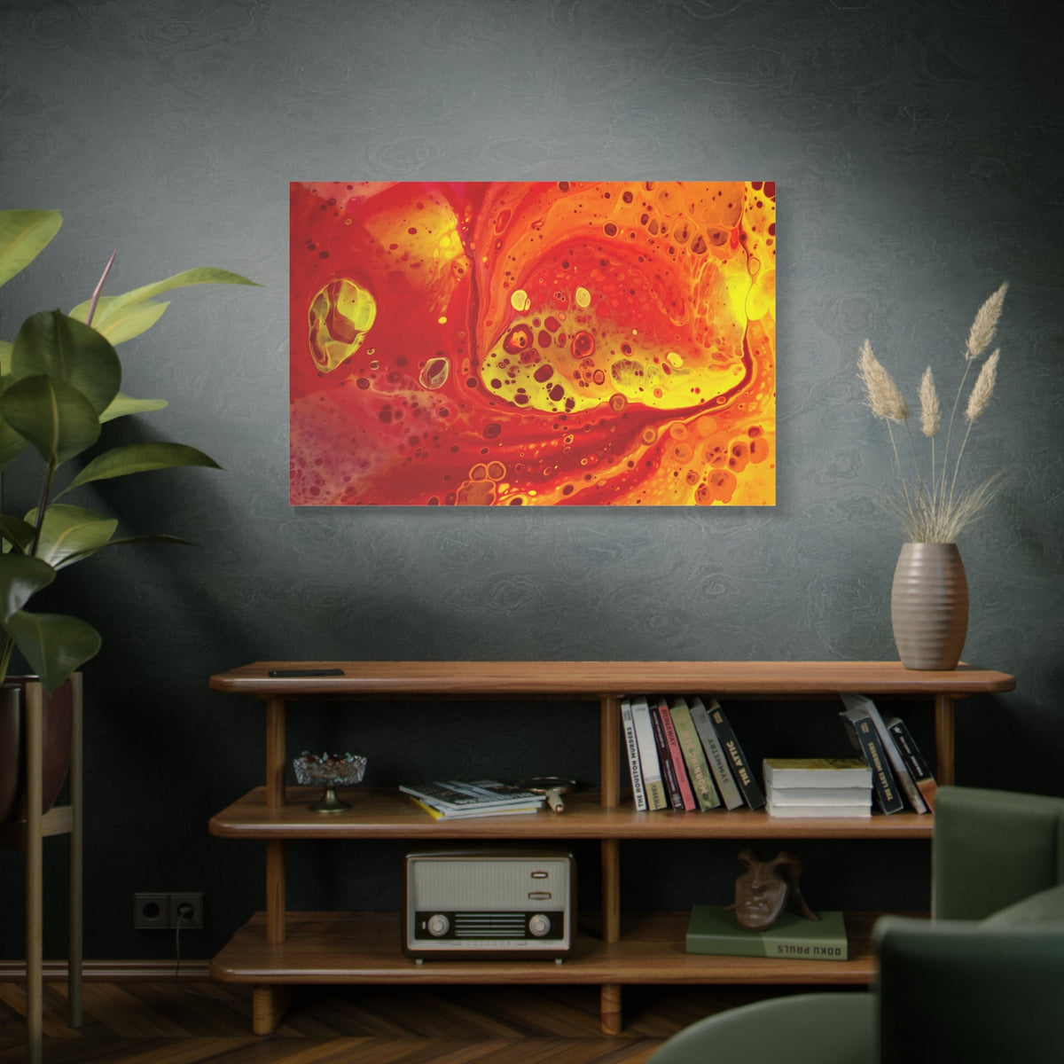 Bespattered Facade Flamin' Hot Stretched Matte Canvas Art Prints | Multiple Sizes