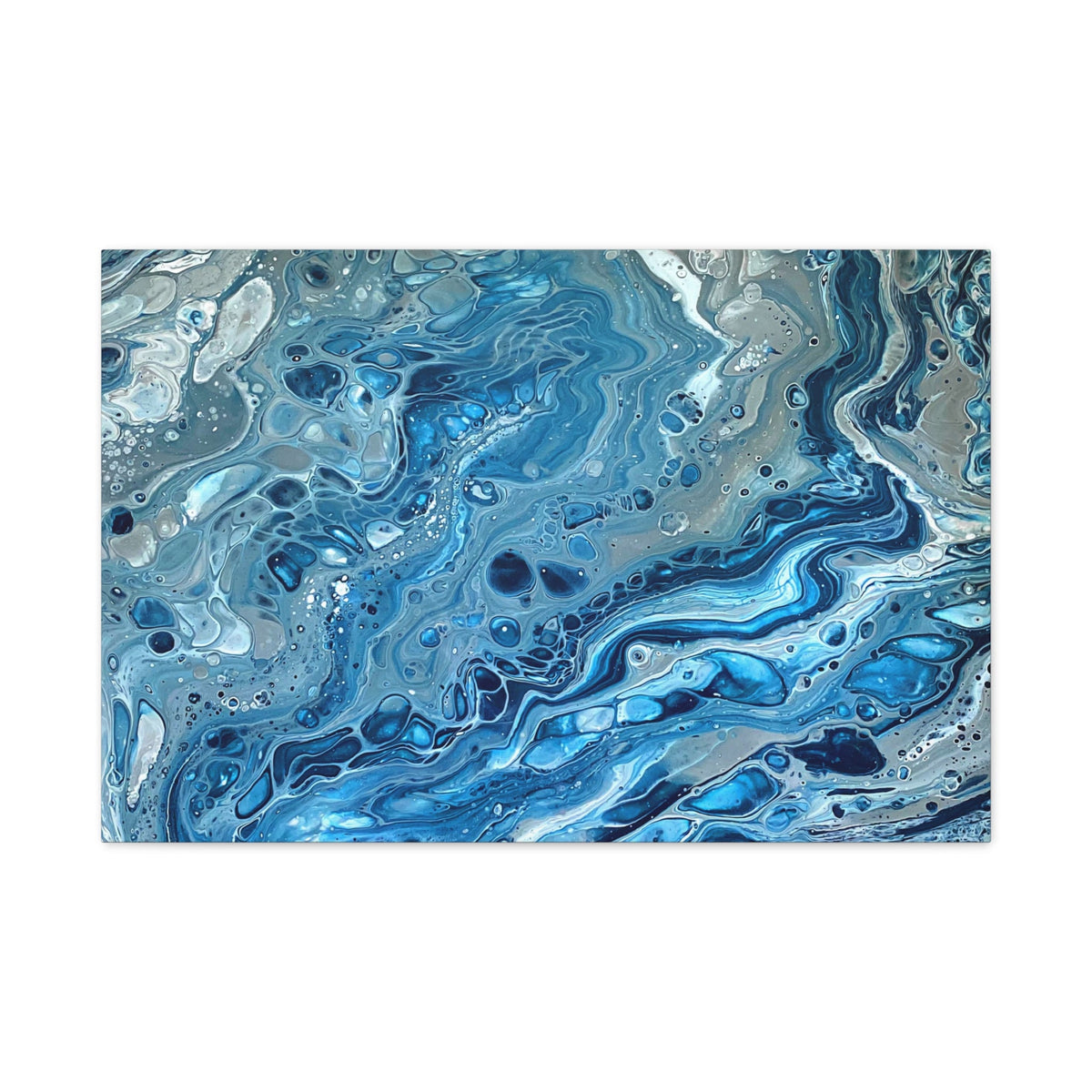 Bespattered Facade Blue Marble Stretched Matte Canvas Art Prints | Multiple Sizes