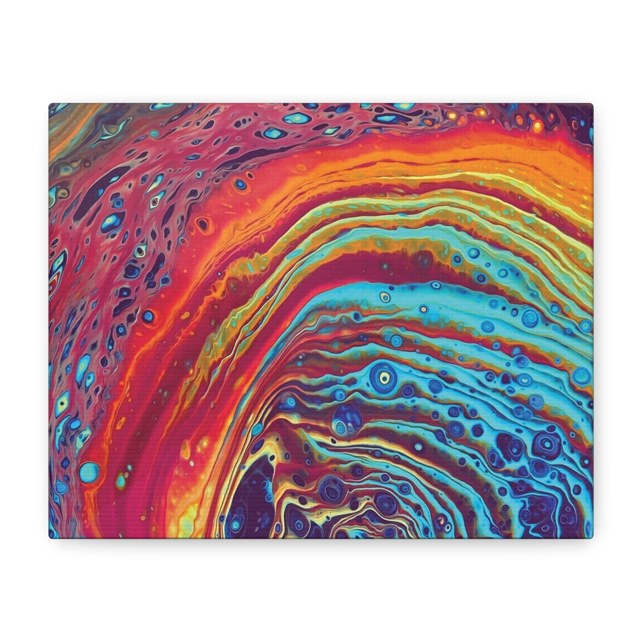 Bespattered Facade Rainbow Rings Stretched Matte Canvas Art Prints | Multiple Sizes