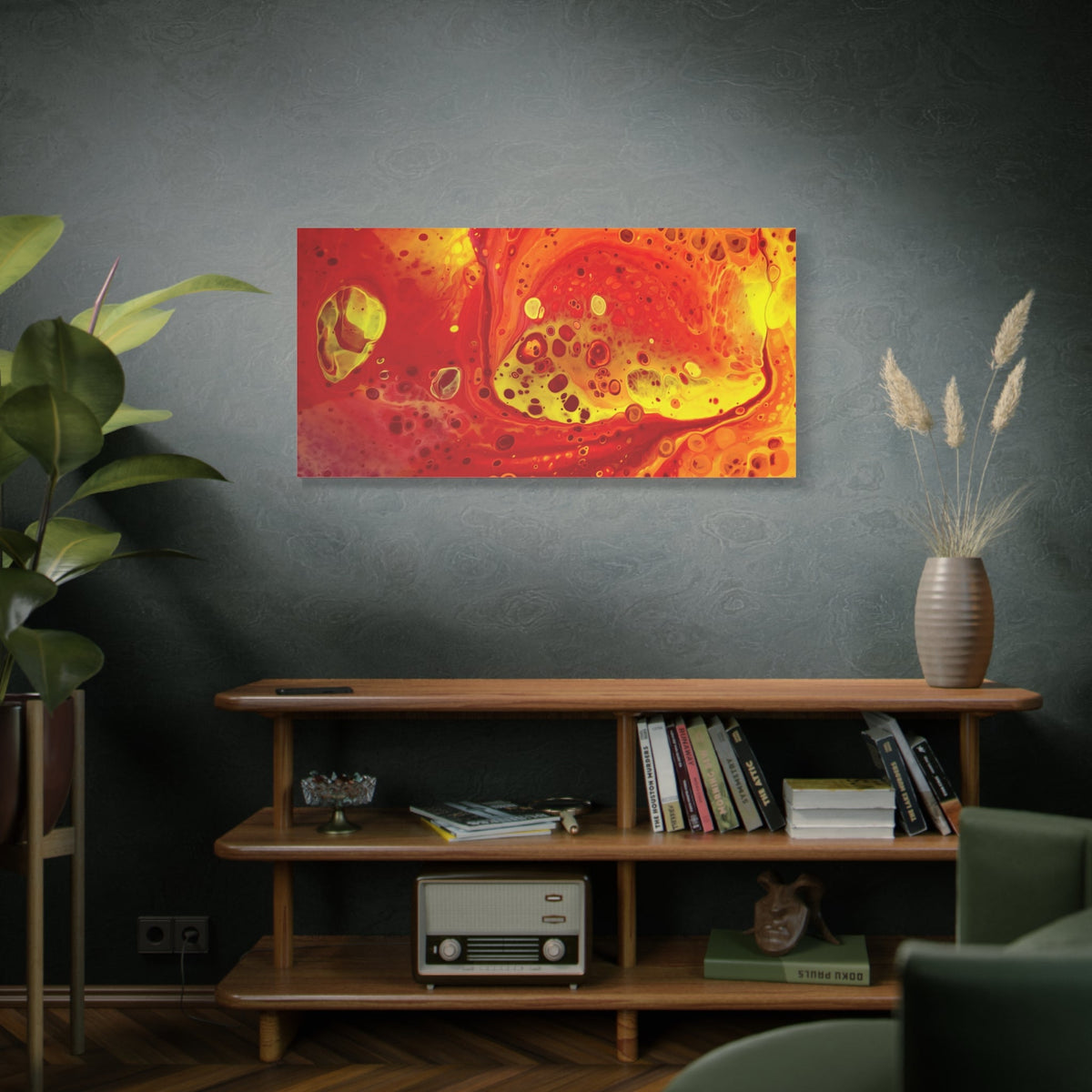 Bespattered Facade Flamin' Hot Stretched Matte Canvas Art Prints | Multiple Sizes
