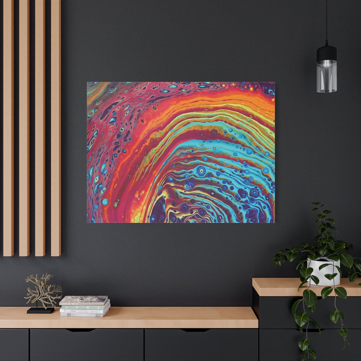 Bespattered Facade Rainbow Rings Stretched Matte Canvas Art Prints | Multiple Sizes