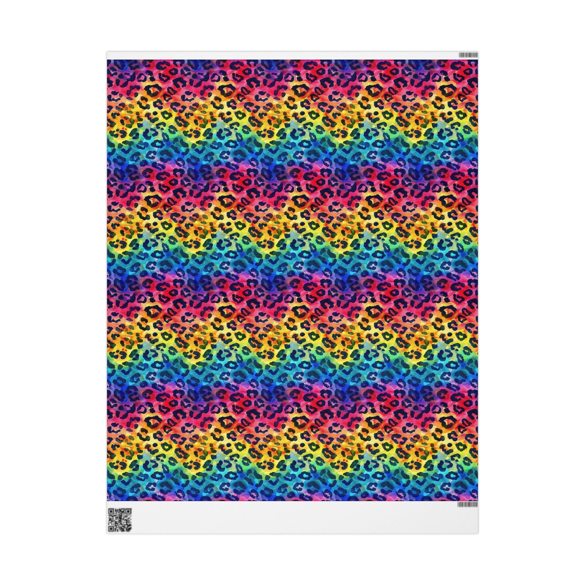 Bespattered Facade Rainbow Watercolor Leopard Wrapping Paper | Three Sizes | Glossy or Matte