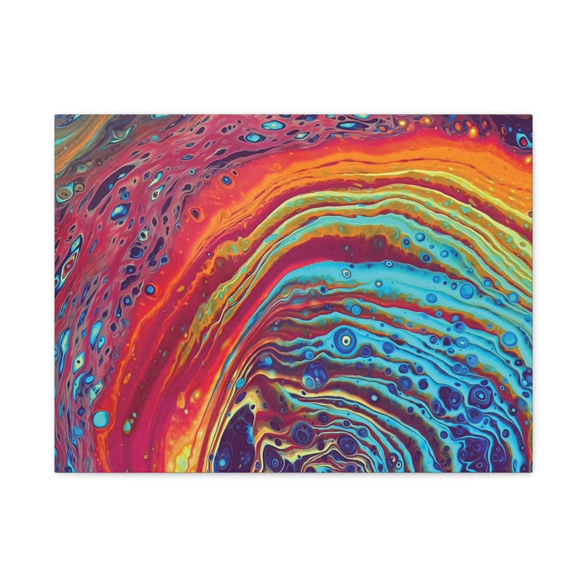Bespattered Facade Rainbow Rings Stretched Matte Canvas Art Prints | Multiple Sizes