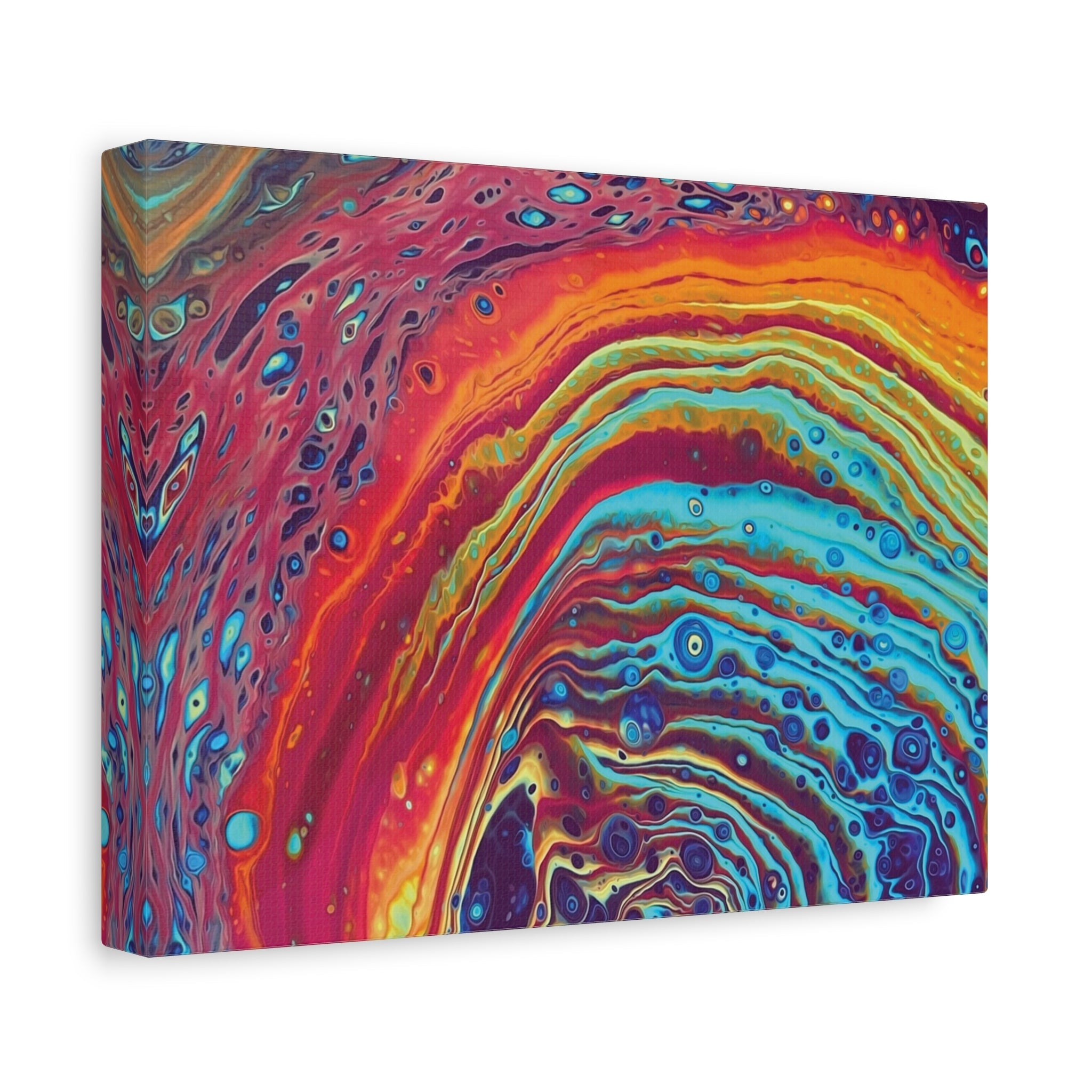 Bespattered Facade Rainbow Rings Stretched Matte Canvas Art Prints | Multiple Sizes