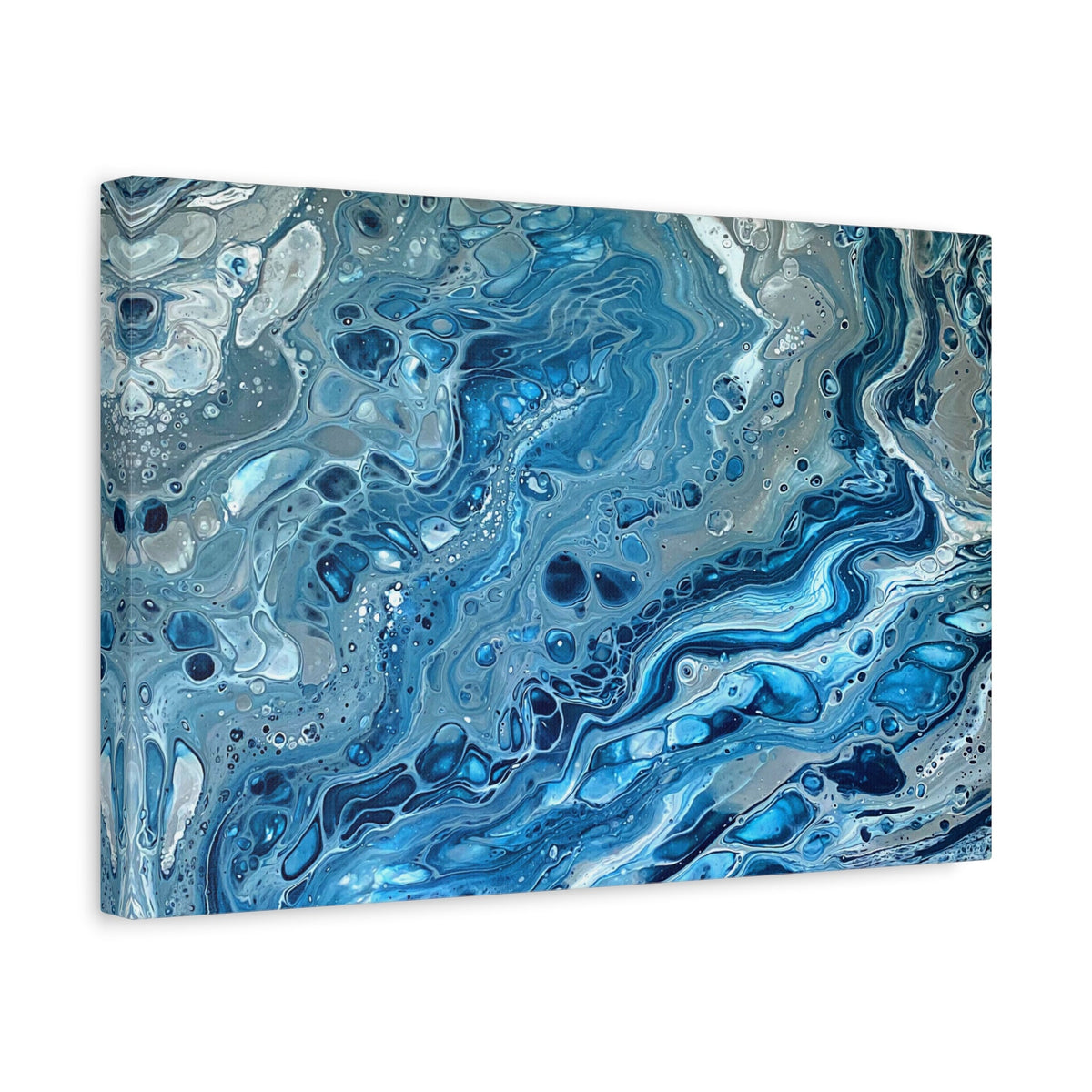 Bespattered Facade Blue Marble Stretched Matte Canvas Art Prints | Multiple Sizes