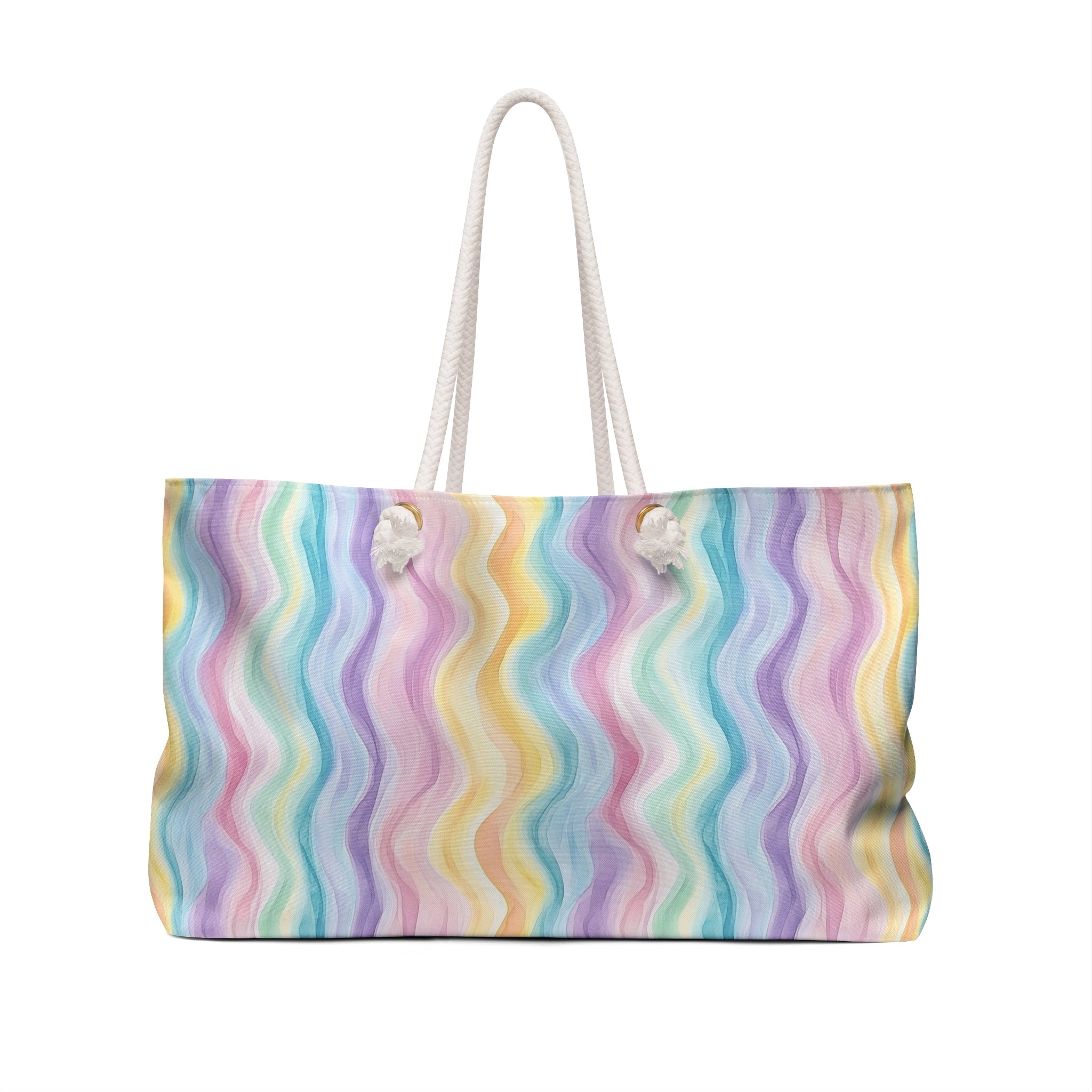 Bespattered Facade Pastel Squiggles Weekend Beach Tote Bag with Cotton Rope Handles