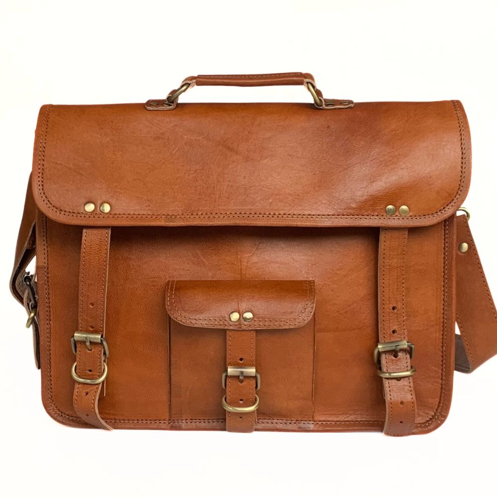 Genuine Leather Laptop Messenger Bag 15"