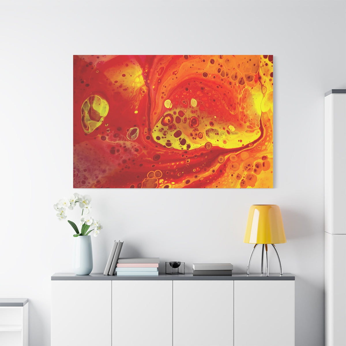 Bespattered Facade Flamin' Hot Stretched Matte Canvas Art Prints | Multiple Sizes
