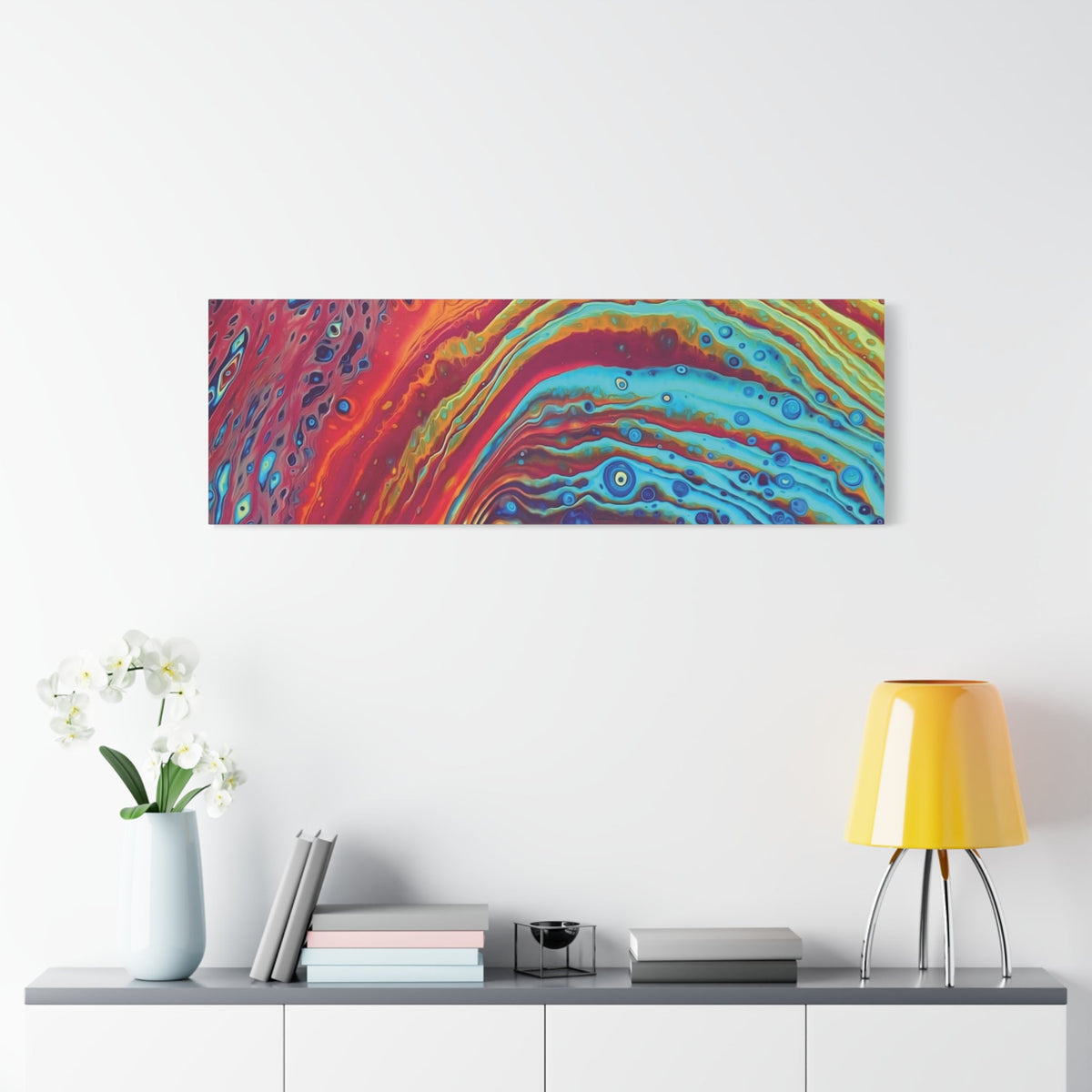 Bespattered Facade Rainbow Rings Stretched Matte Canvas Art Prints | Multiple Sizes