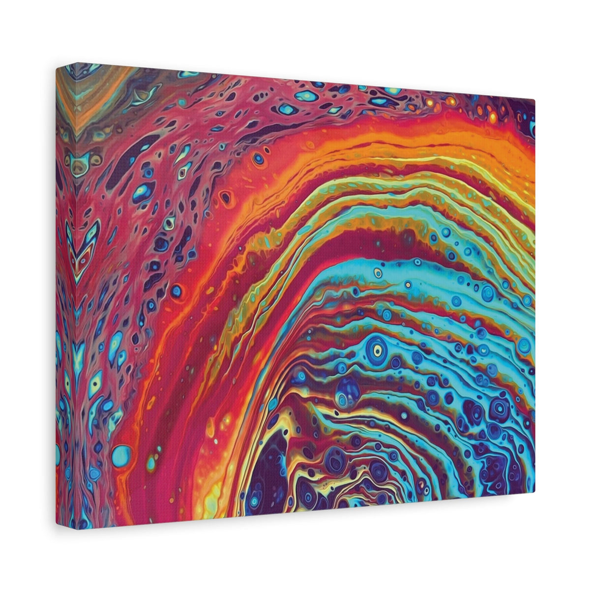 Bespattered Facade Rainbow Rings Stretched Matte Canvas Art Prints | Multiple Sizes
