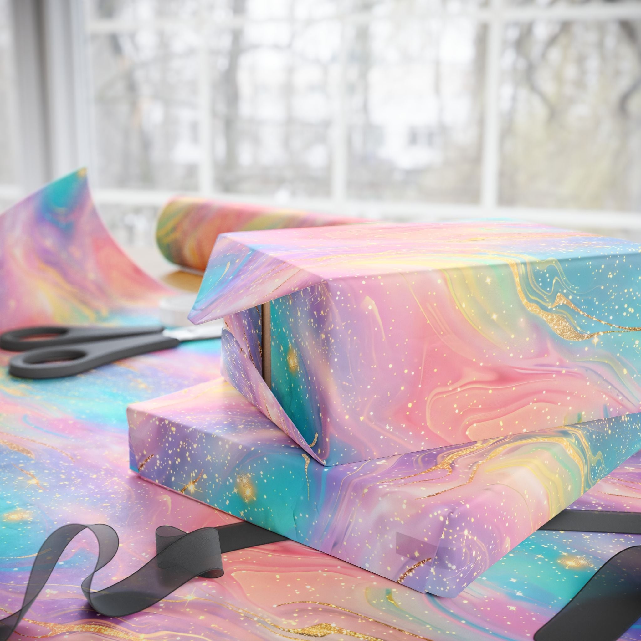 Bespattered Facade Pastel Dreams Wrapping Paper | Three Sizes | Glossy or Matte