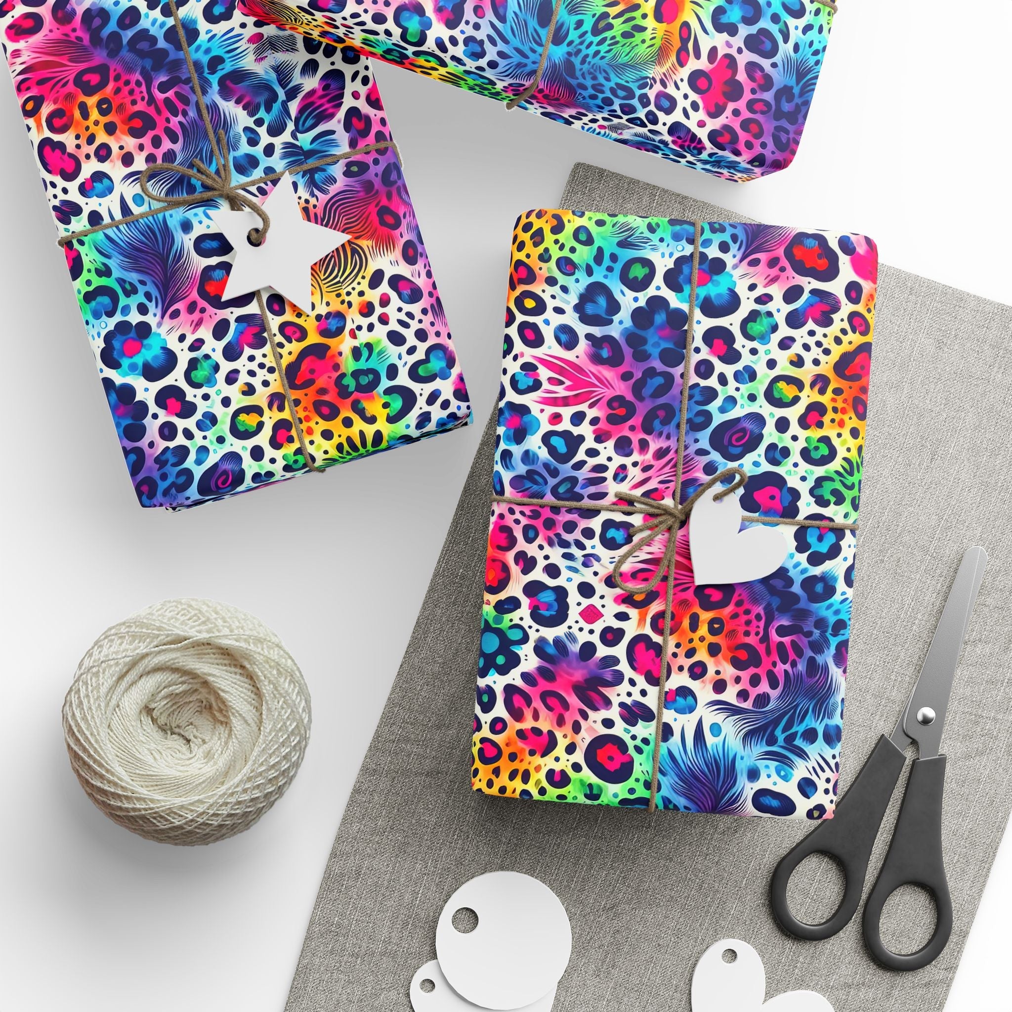 Bespattered Facade Colorful Animal Print Wrapping Paper | Three Sizes | Glossy or Matte