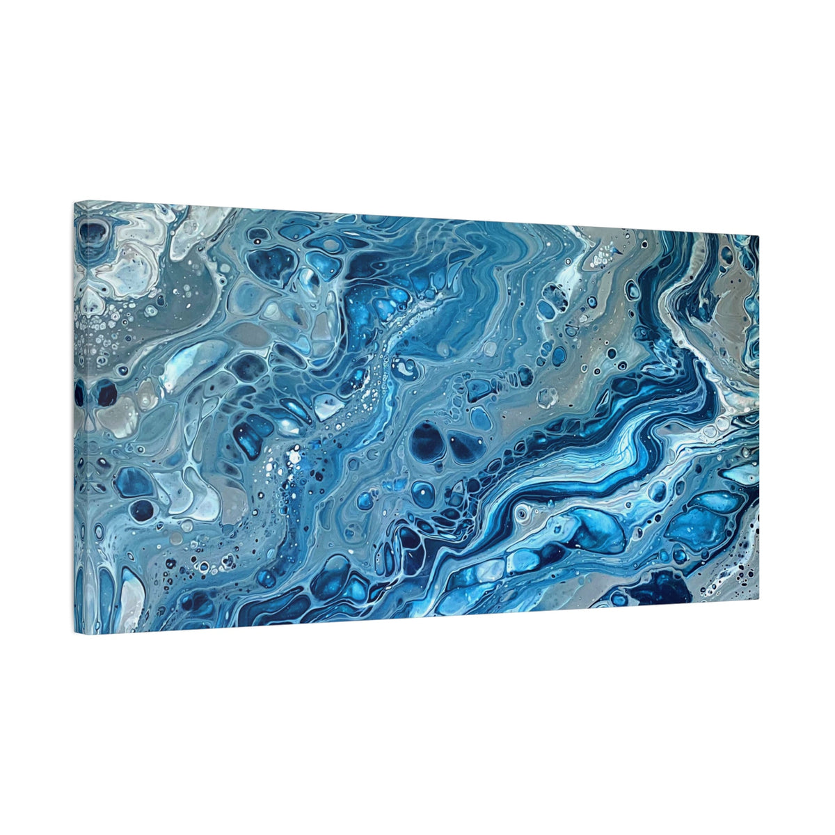 Bespattered Facade Blue Marble Stretched Matte Canvas Art Prints | Multiple Sizes
