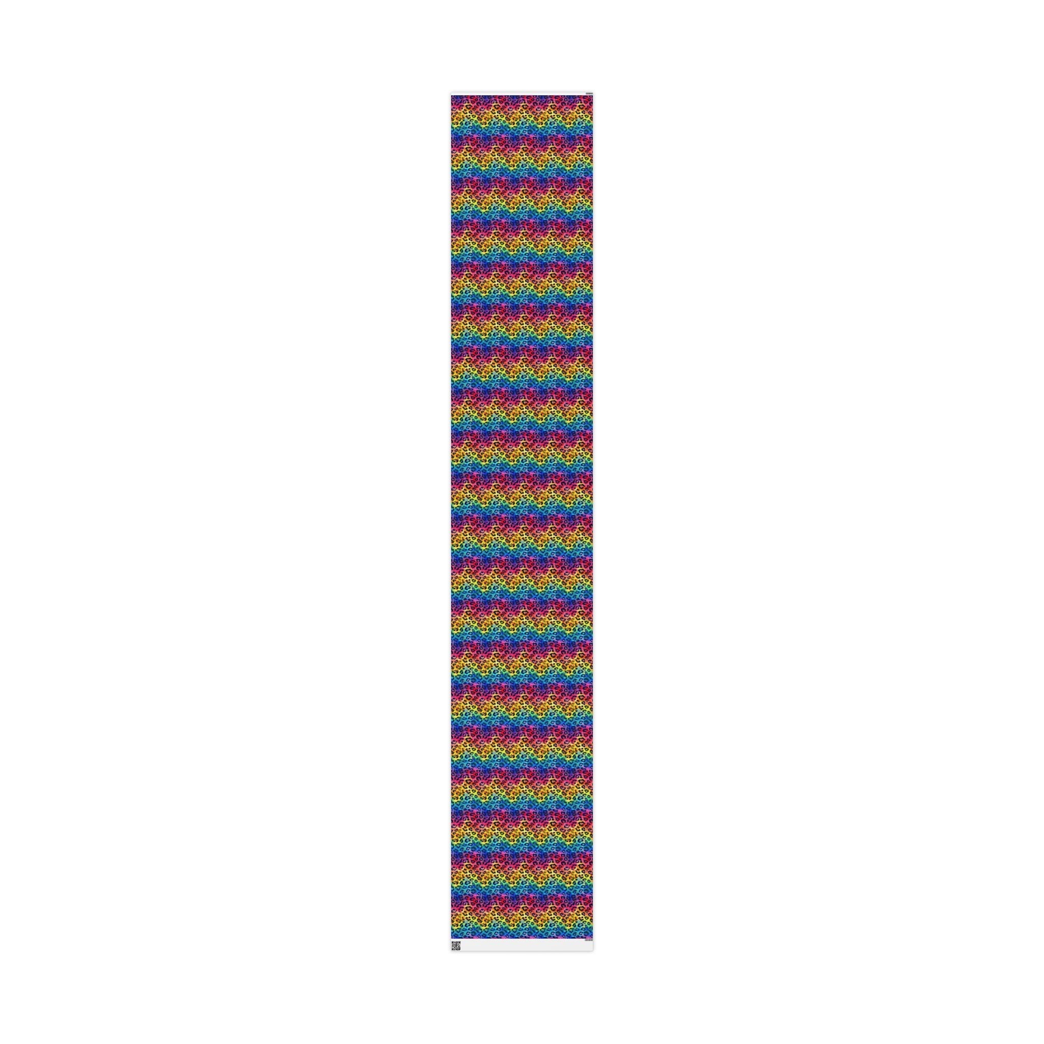 Bespattered Facade Rainbow Watercolor Leopard Wrapping Paper | Three Sizes | Glossy or Matte