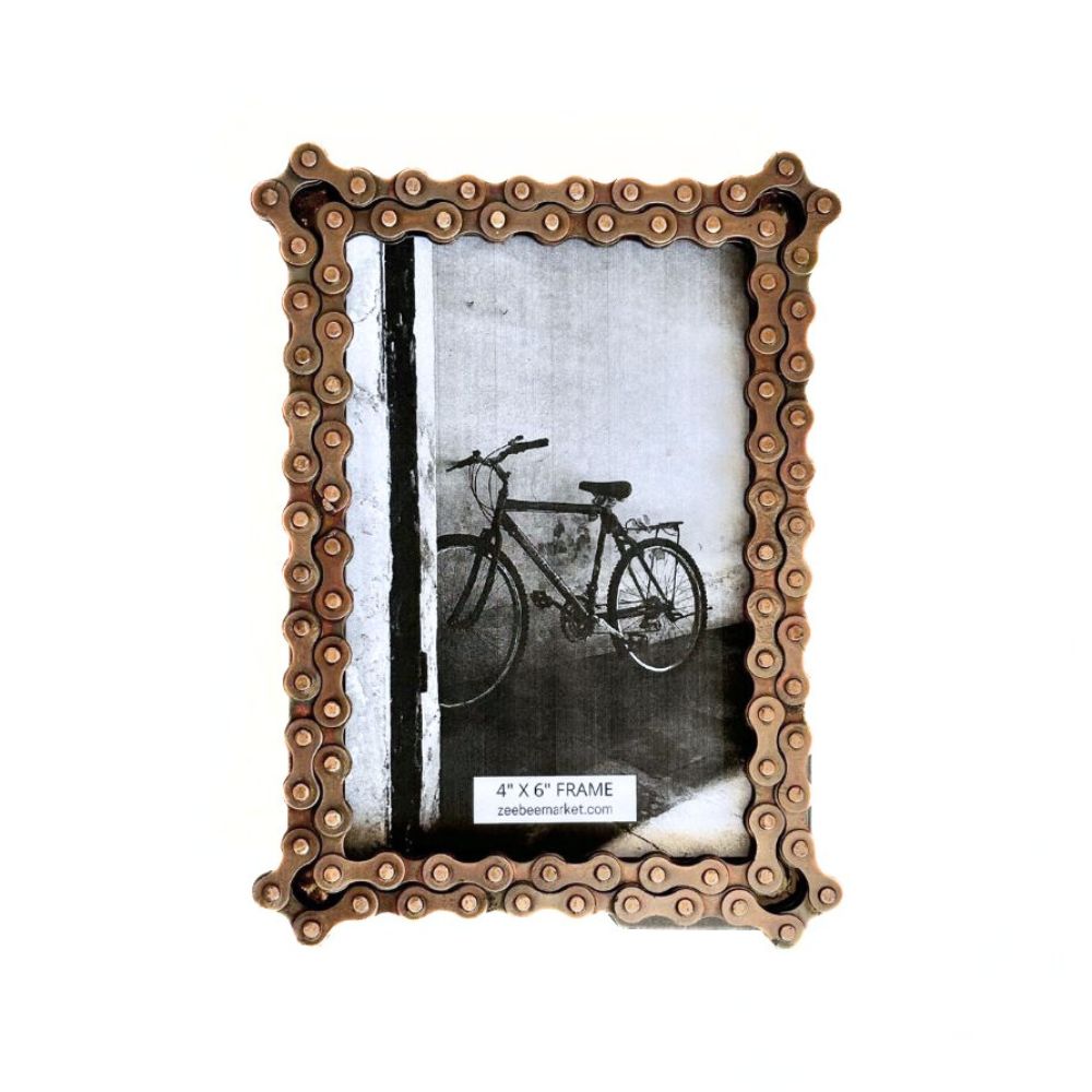 Recycled Bike Chain Rectangular Photo Frame 4" x 6"