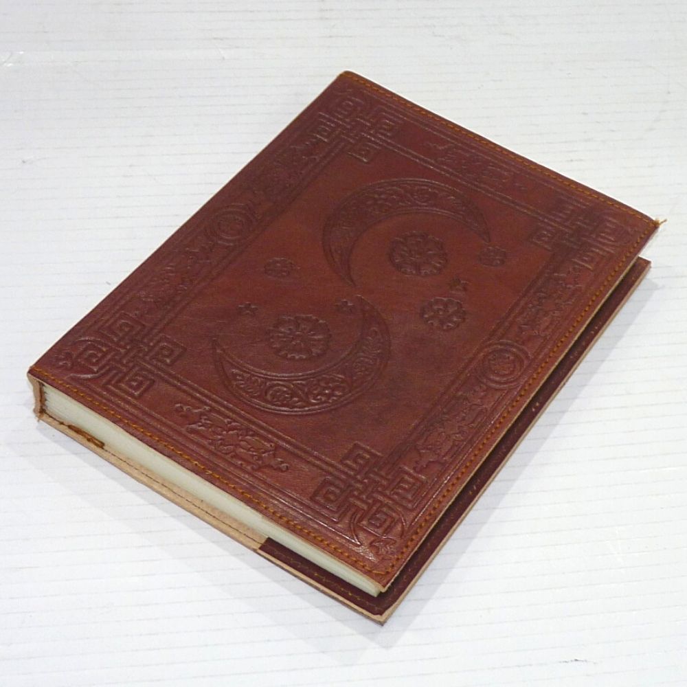 Embossed Leather Journal 6" x 8" - Twin Crescents
