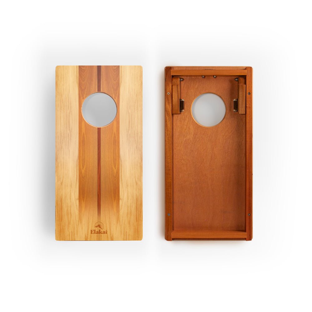 1ft x 2ft Graphic Wood Travel Cornhole Set | Natural Surf Beach Collection