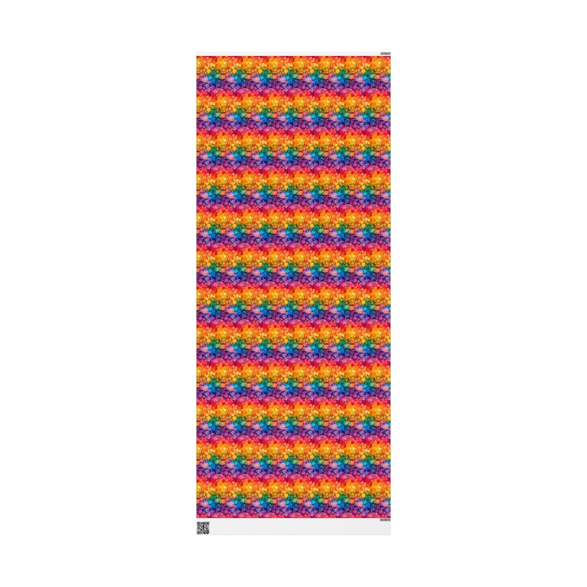 Bespattered Facade Rainbow Ink Circles Wrapping Paper | Three Sizes | Glossy or Matte