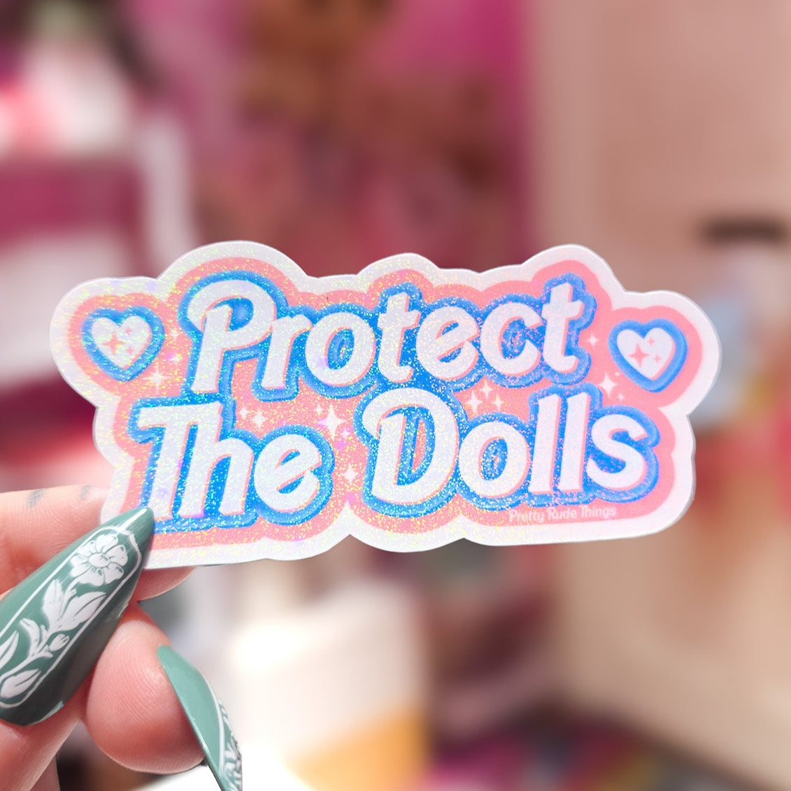 Protect The Dolls Sticker, 3.26 x 1.6 in.