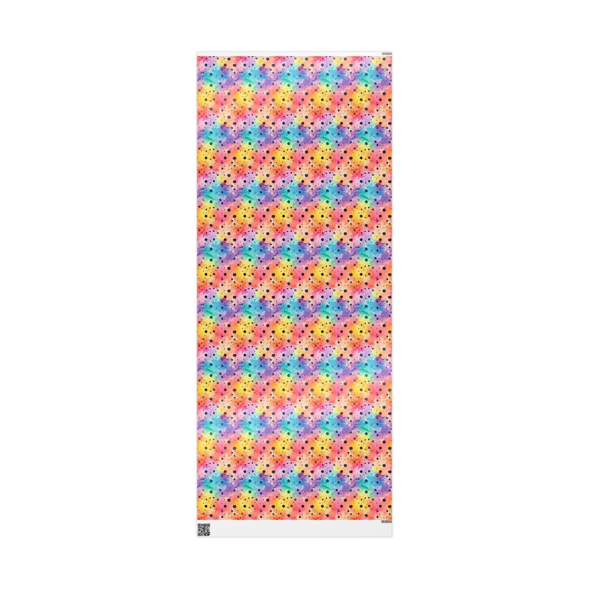 Bespattered Facade Rainbow Watercolor Dots Wrapping Paper | Three Sizes | Glossy or Matte