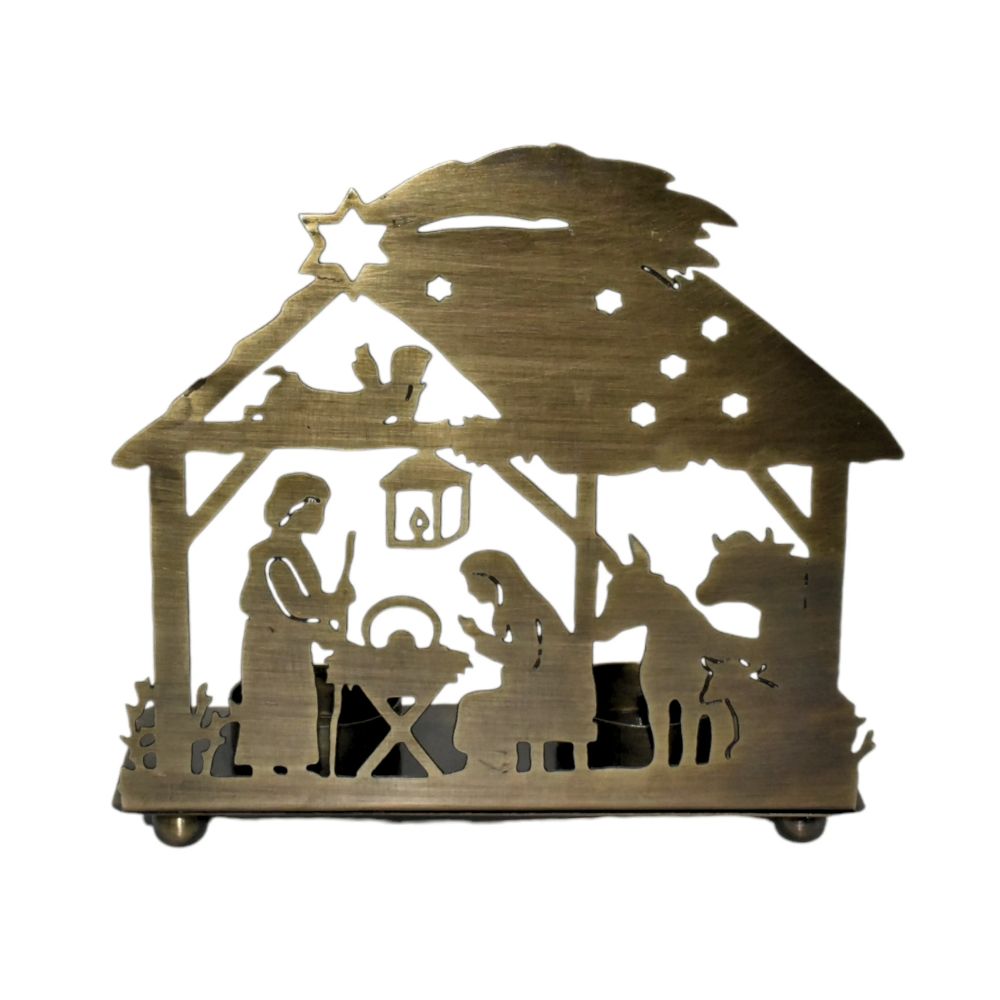 Nativity Manger Scene T-Light Candle Holder