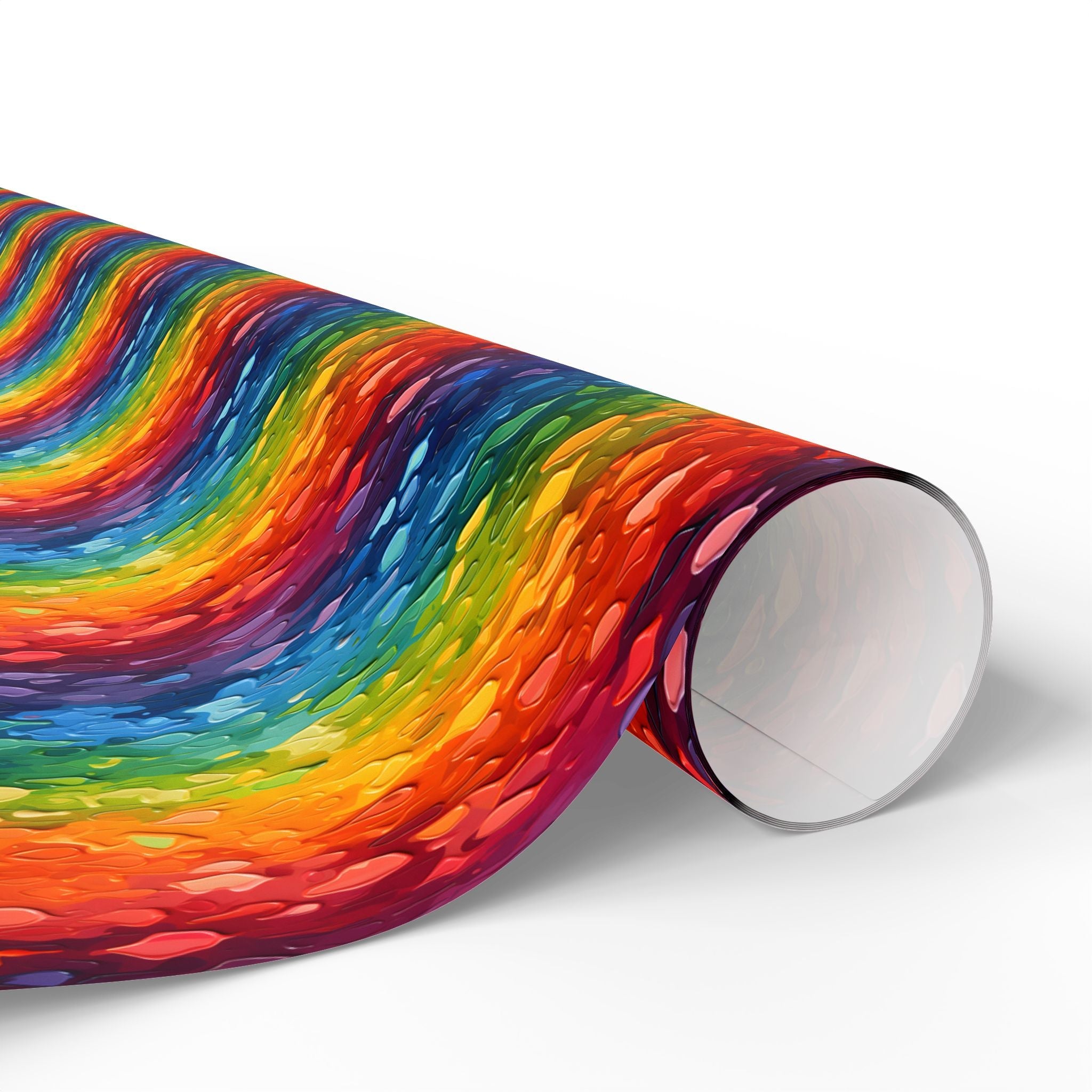 Bespattered Facade Rainbow Brushstrokes Wrapping Paper | Three Sizes | Glossy or Matte