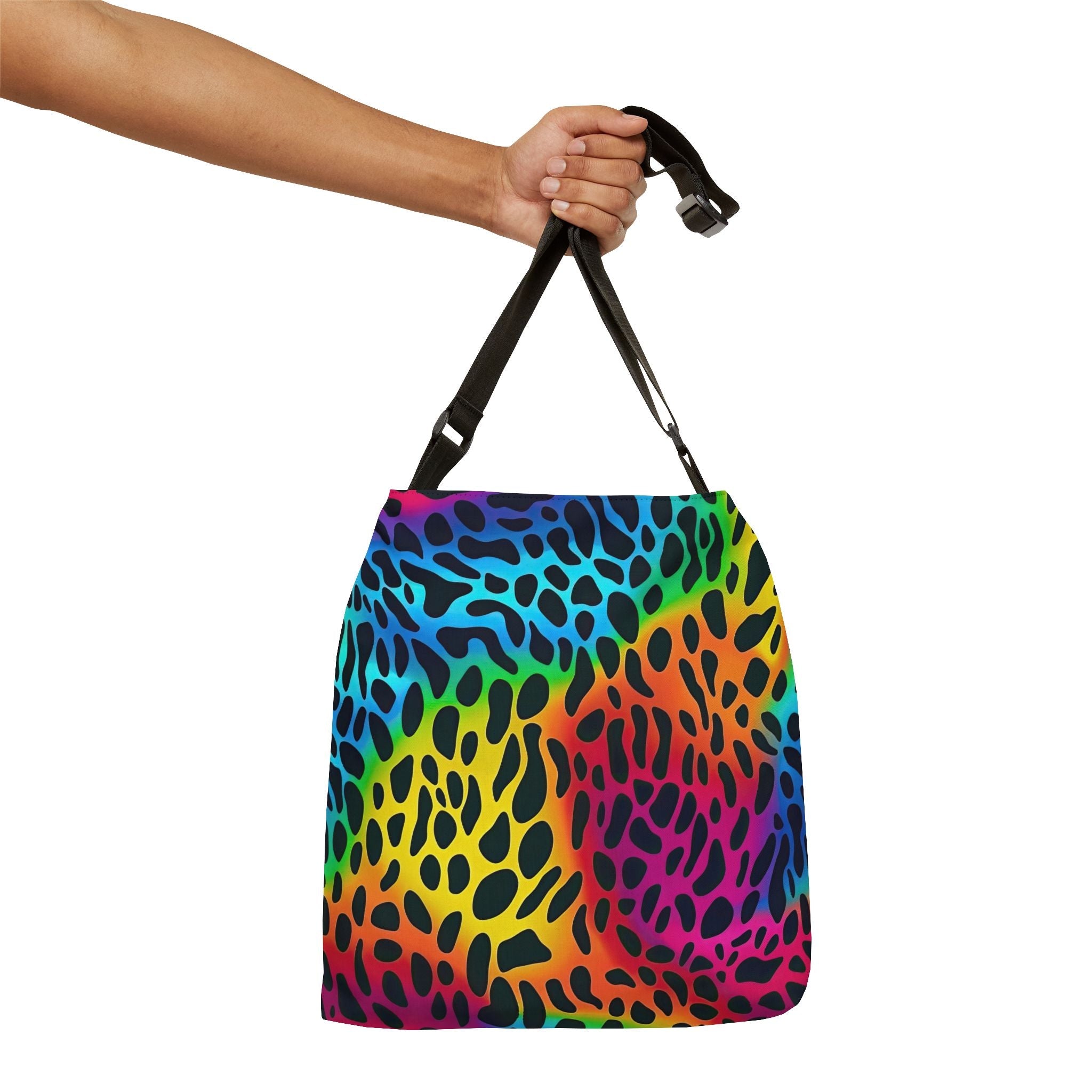 Bespattered Facade Rainbow Animal Print Adjustable Tote Bag | 2 Sizes