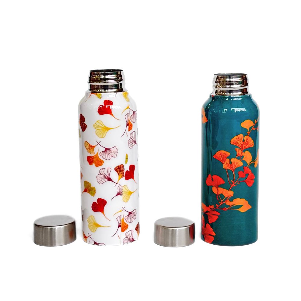 Stainless Steel Gingko Leaves Water Bottle
