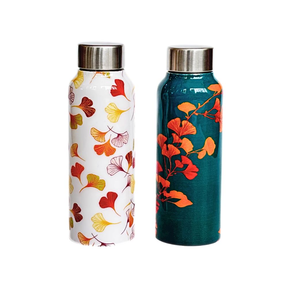 Stainless Steel Gingko Leaves Water Bottle