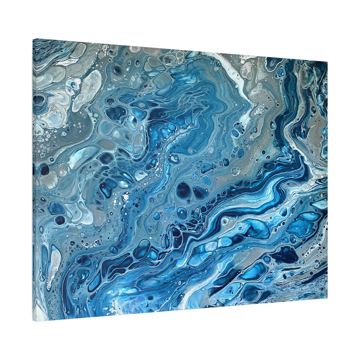 Bespattered Facade Blue Marble Stretched Matte Canvas Art Prints | Multiple Sizes