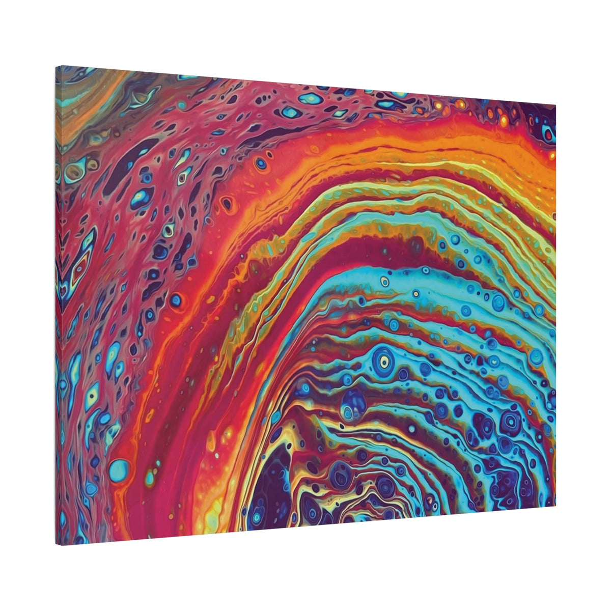 Bespattered Facade Rainbow Rings Stretched Matte Canvas Art Prints | Multiple Sizes