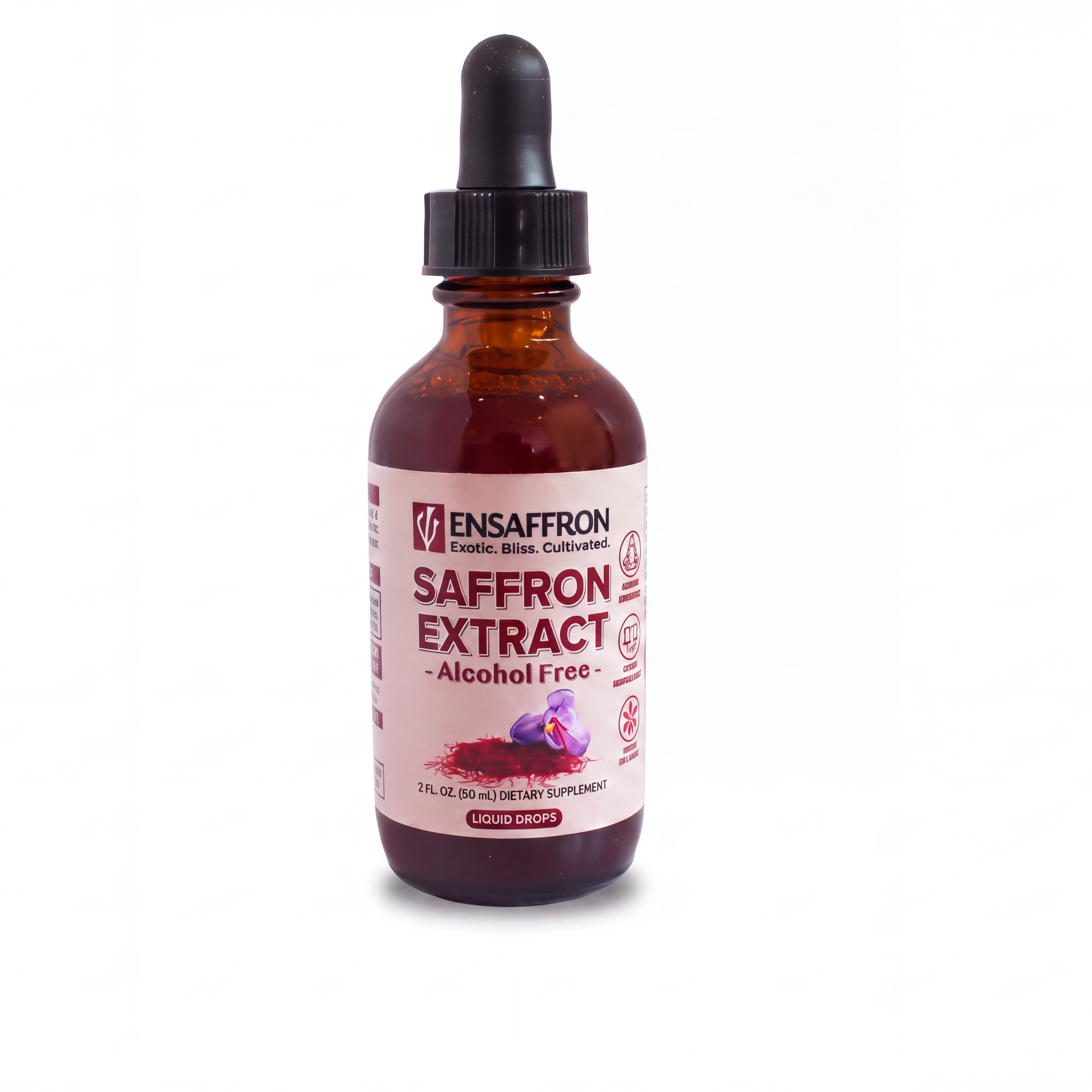 Premium Saffron Extract (Made With Pure Saffron Threads) Liquid Drops Tincture/Alcohol-Free