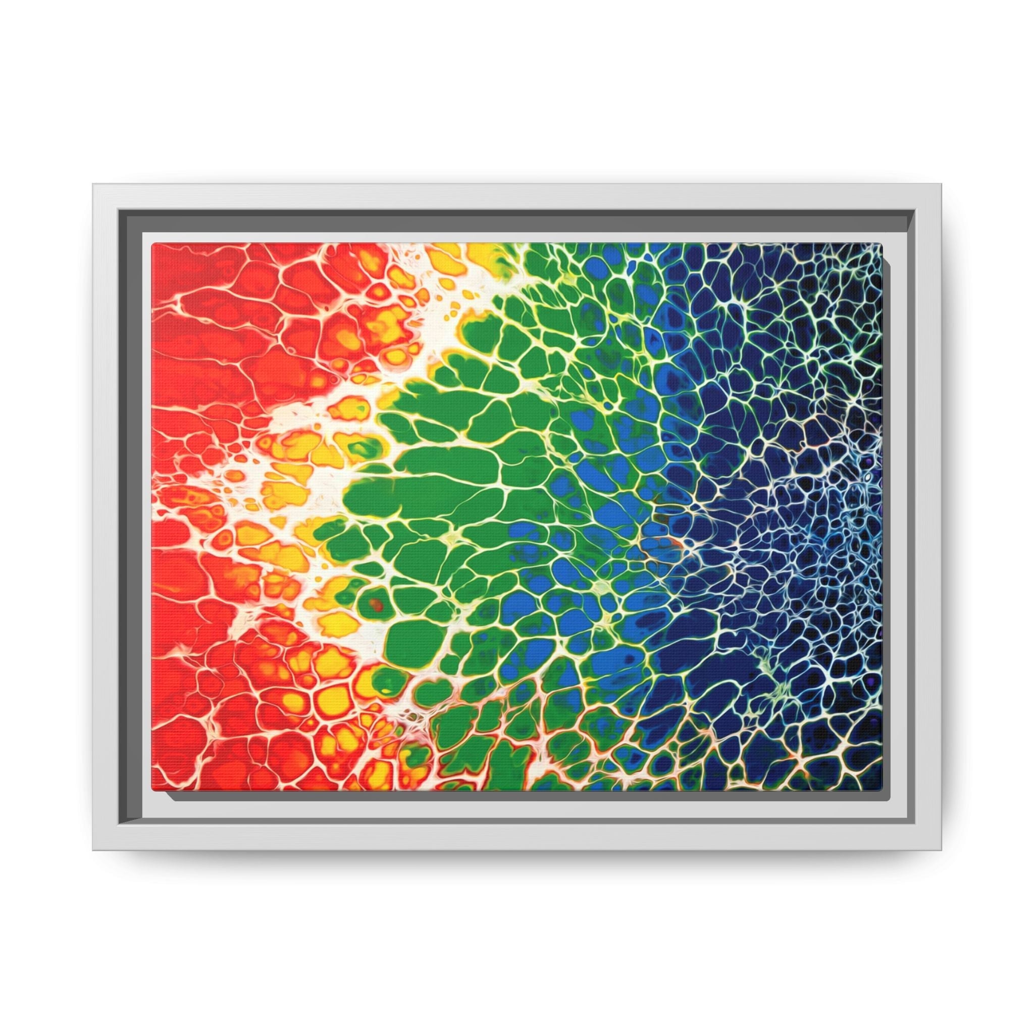 Bespattered Facade Rainbow Seaside Framed Canvas Art Print | 3 Frame Colors | Multiple Sizes
