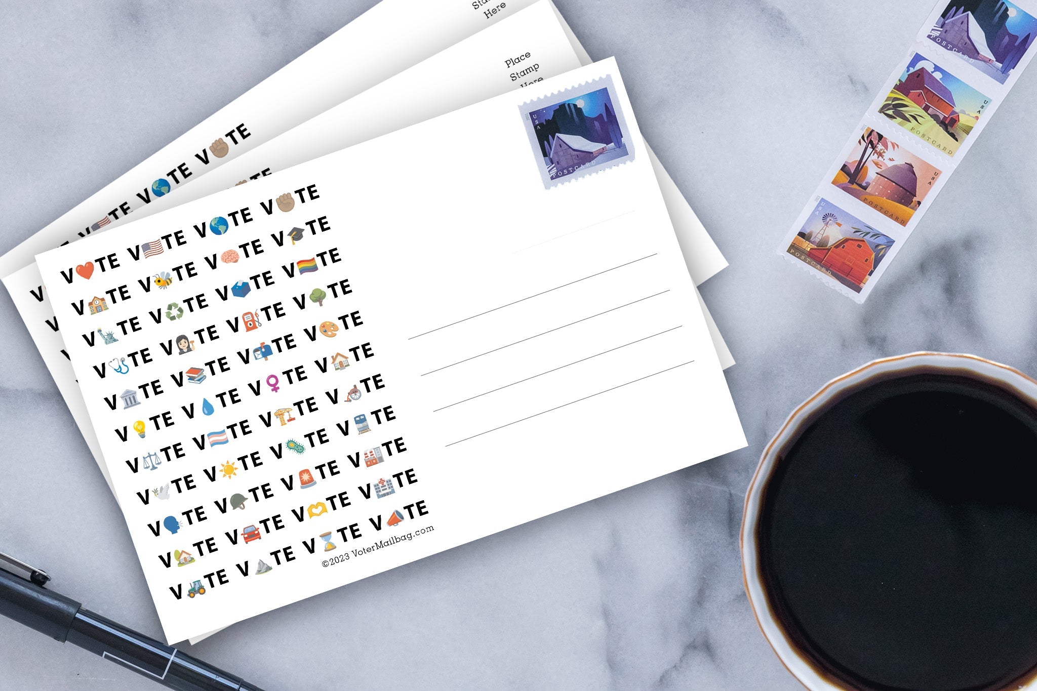 VOTE EMOJI Blank 4x6 Voter Postcards