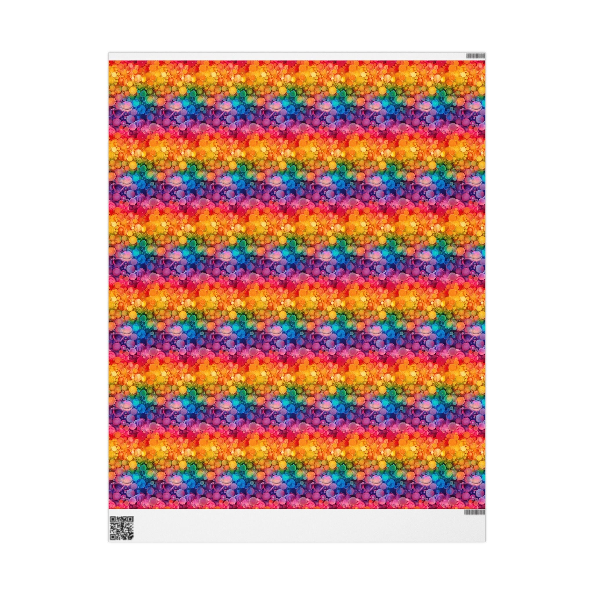 Bespattered Facade Rainbow Ink Circles Wrapping Paper | Three Sizes | Glossy or Matte