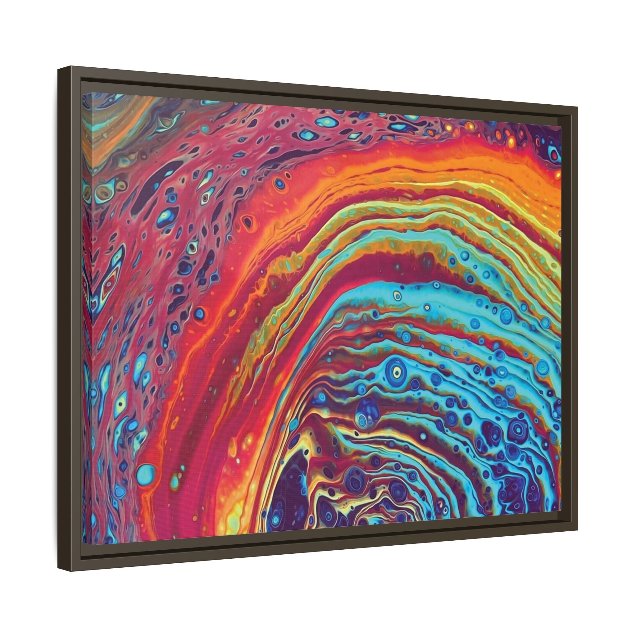 Bespattered Facade Rainbow Rings Framed Canvas Art Print | 3 Frame Colors | Multiple Sizes