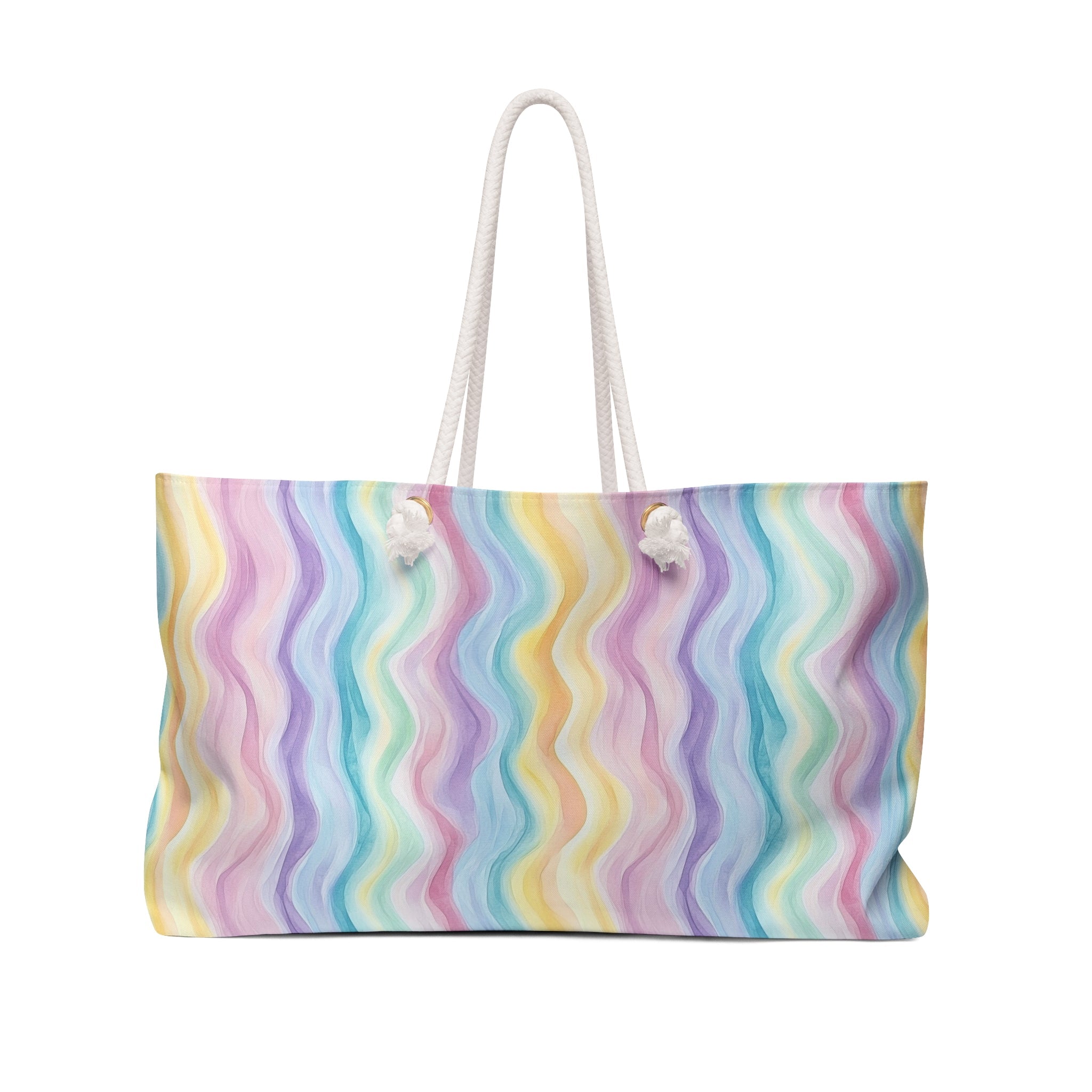 Bespattered Facade Pastel Squiggles Weekend Beach Tote Bag with Cotton Rope Handles