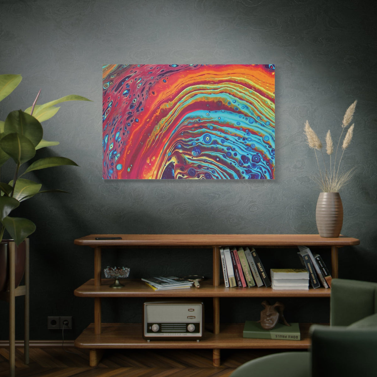 Bespattered Facade Rainbow Rings Stretched Matte Canvas Art Prints | Multiple Sizes