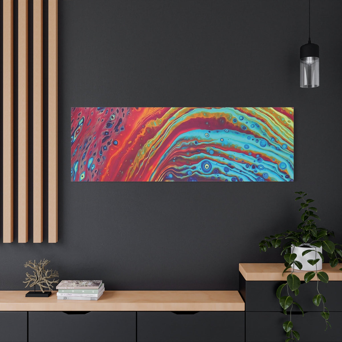 Bespattered Facade Rainbow Rings Stretched Matte Canvas Art Prints | Multiple Sizes