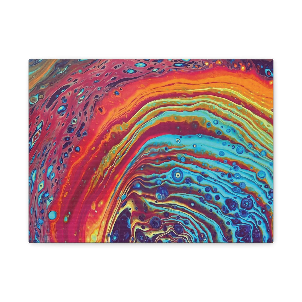 Bespattered Facade Rainbow Rings Stretched Matte Canvas Art Prints | Multiple Sizes