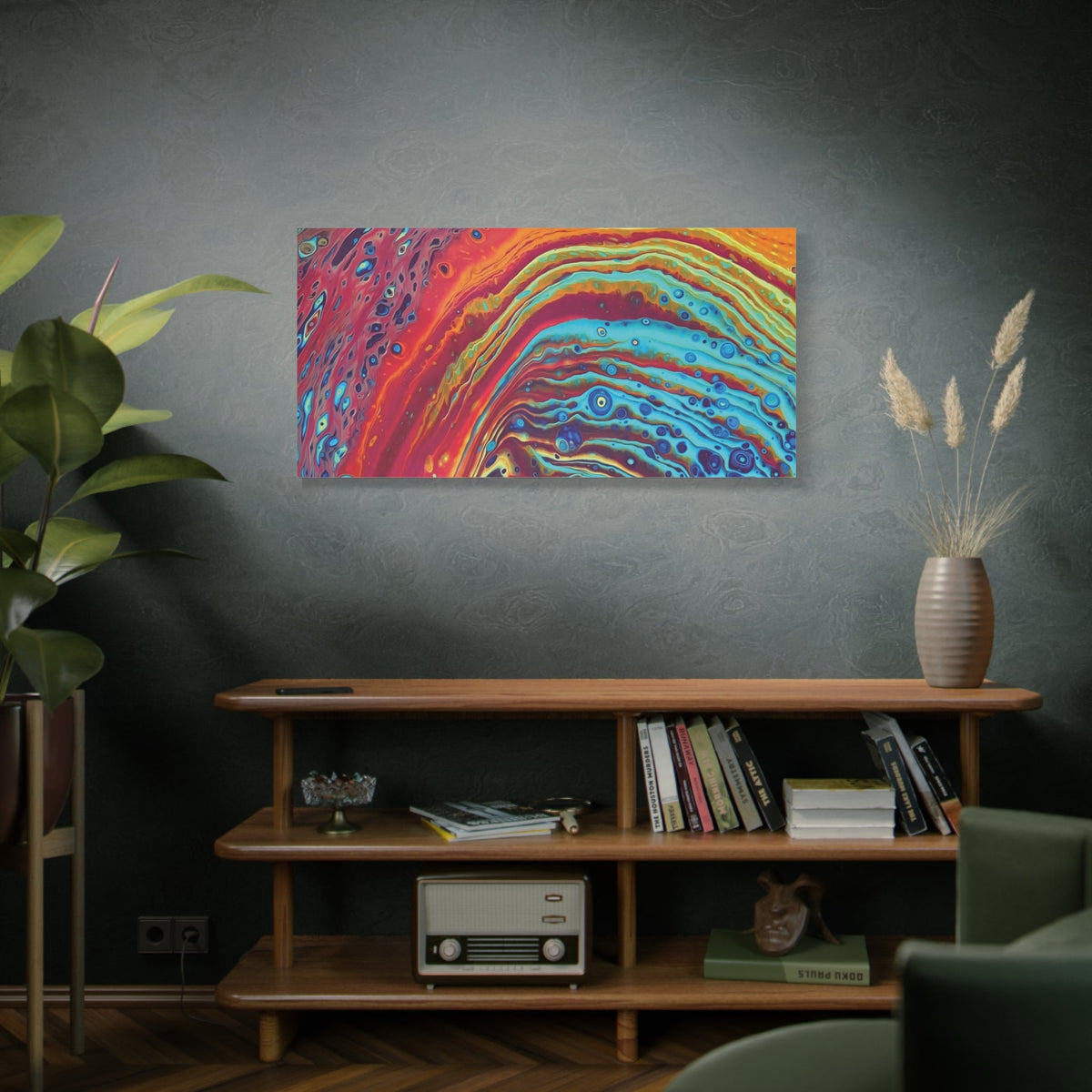 Bespattered Facade Rainbow Rings Stretched Matte Canvas Art Prints | Multiple Sizes
