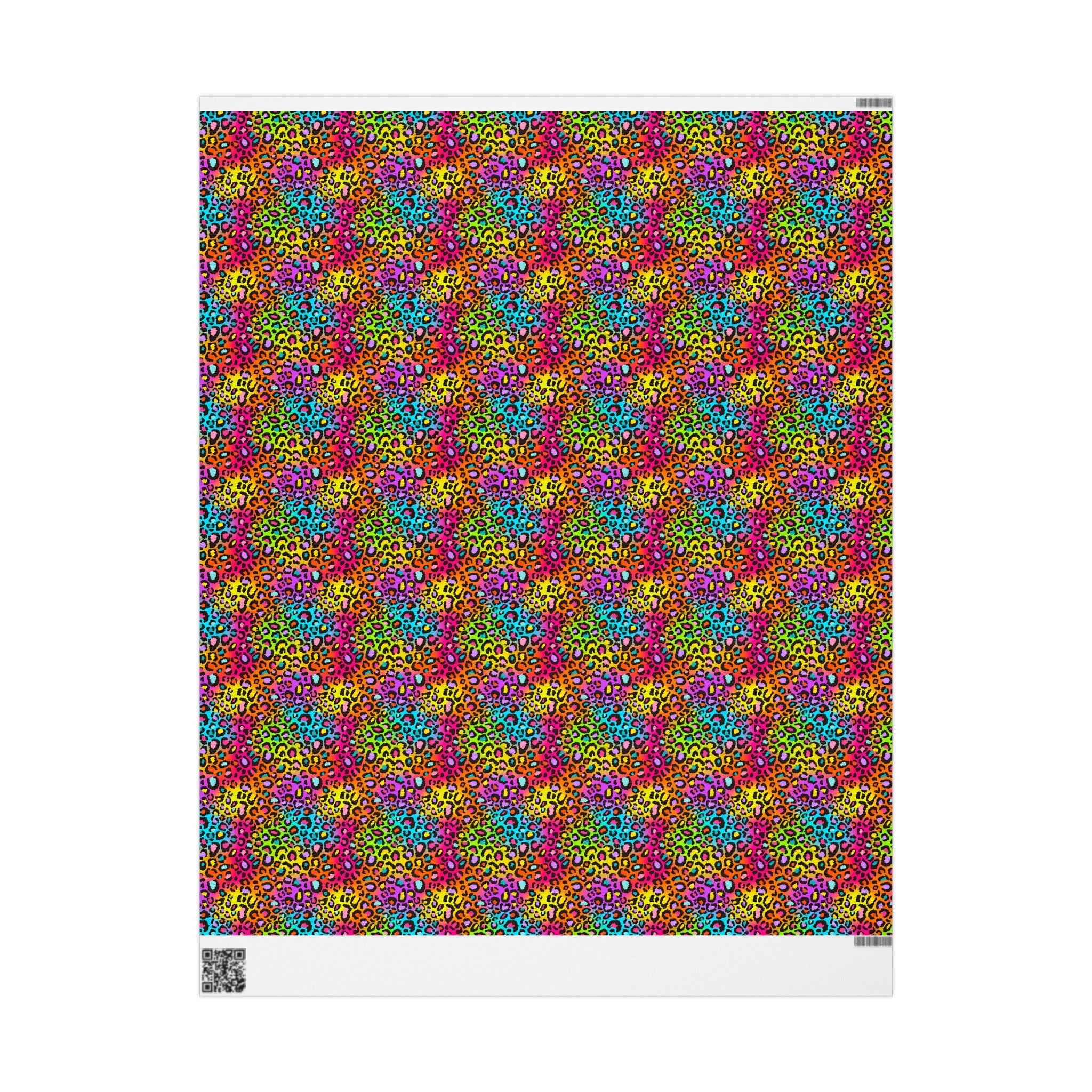 Bespattered Facade Rainbow Leopard Wrapping Paper | Three Sizes | Glossy or Matte