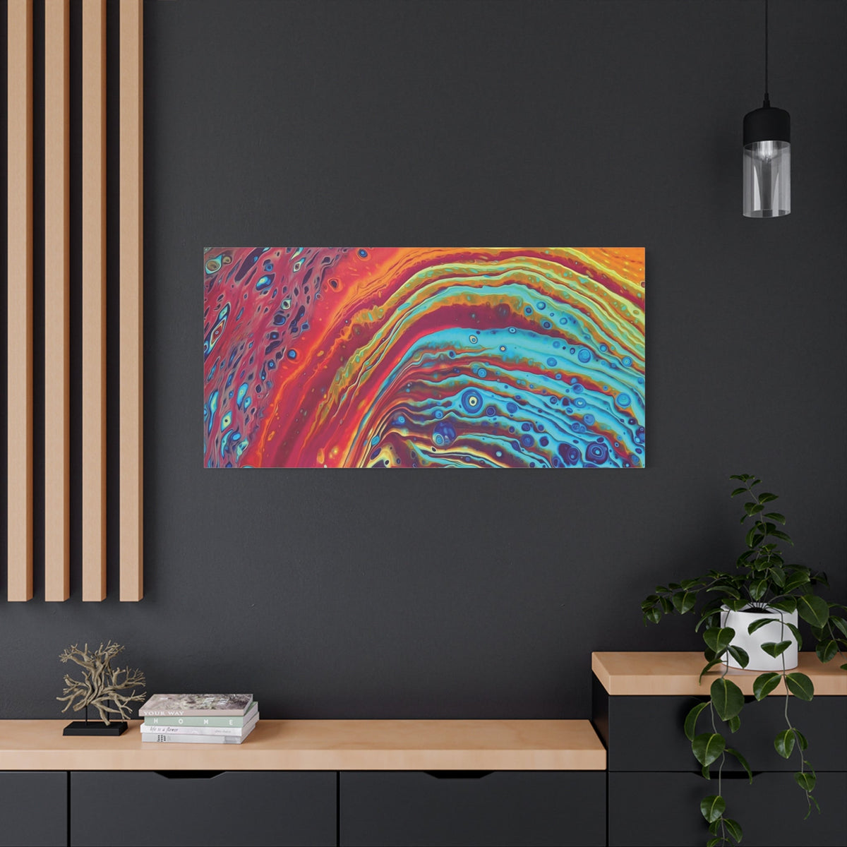 Bespattered Facade Rainbow Rings Stretched Matte Canvas Art Prints | Multiple Sizes