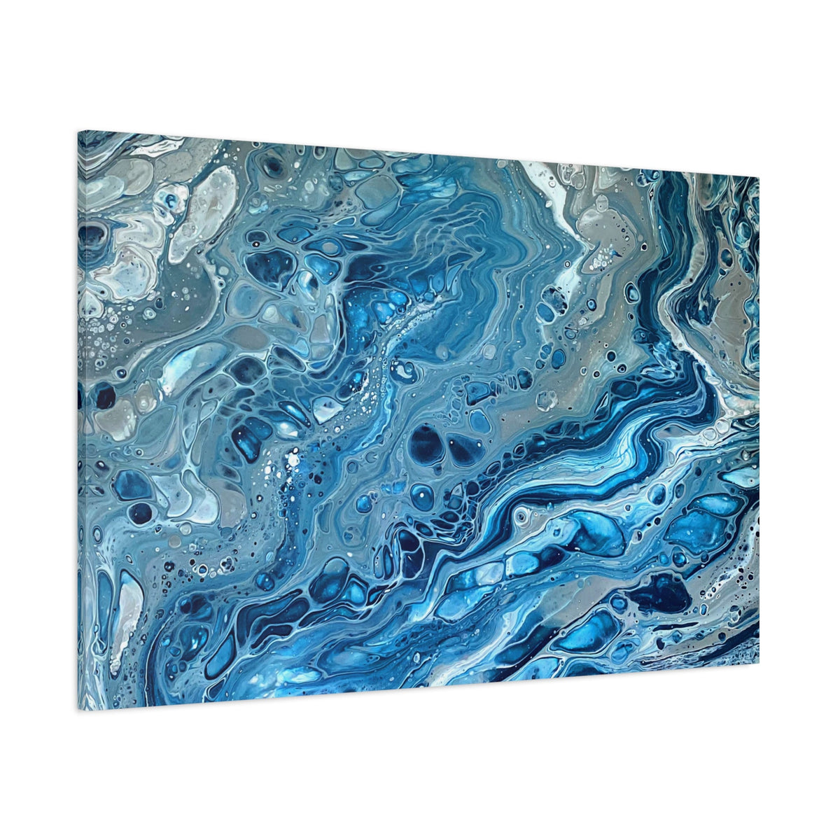 Bespattered Facade Blue Marble Stretched Matte Canvas Art Prints | Multiple Sizes