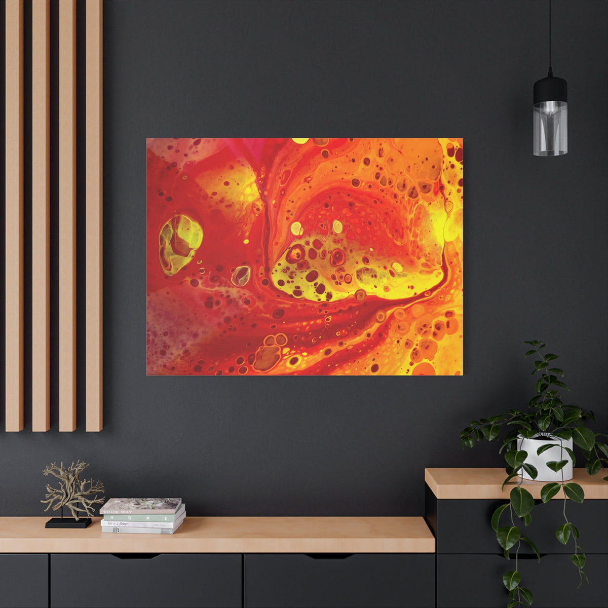 Bespattered Facade Flamin' Hot Stretched Matte Canvas Art Prints | Multiple Sizes