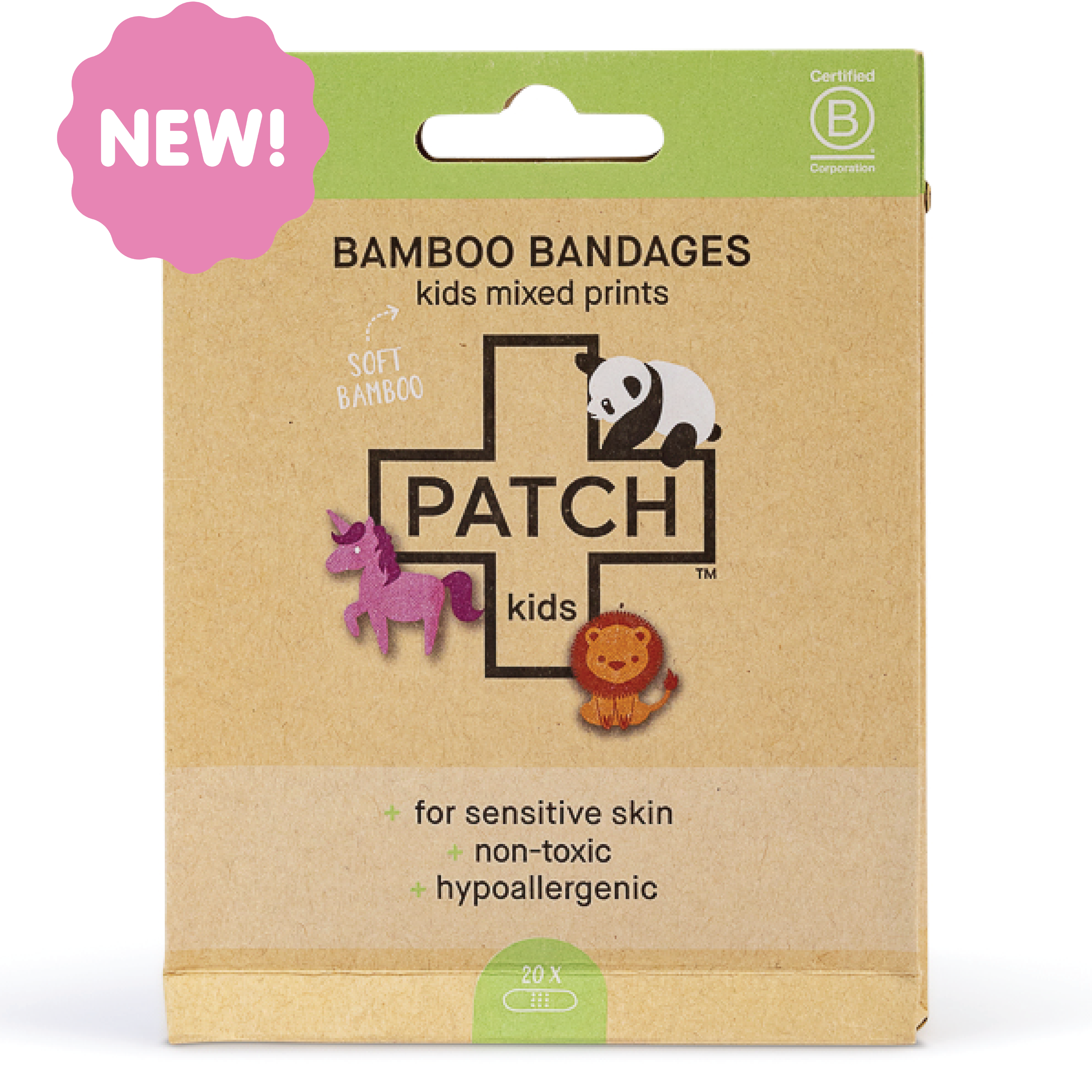 Eco Bamboo Bandages for Kids – Mixed Animal Prints (20-Pack)